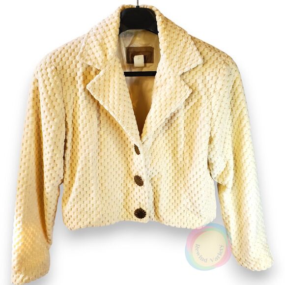 Vintage Painted Pony Cardigan Sweater Womens M Crop Cotton Cable Knit 90s Y2K - Picture 1 of 10